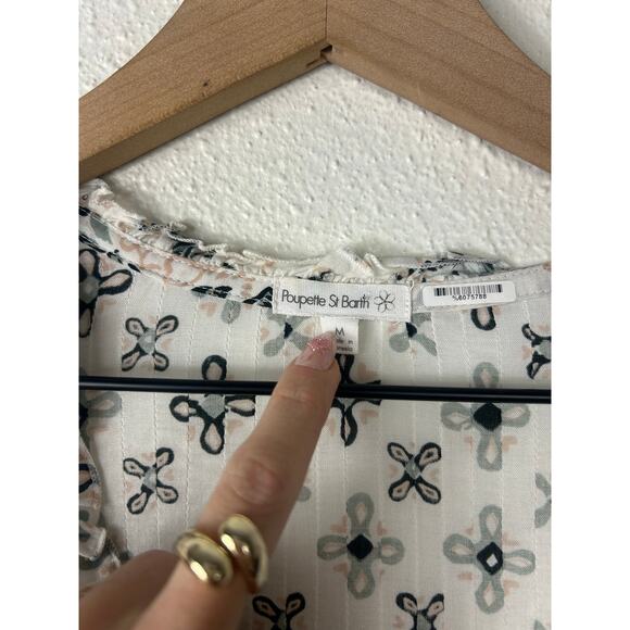 Poupette St. Barth Ilona Printed Mini Dress Black Parrot Medium Coastal Resort - Picture 5 of 7